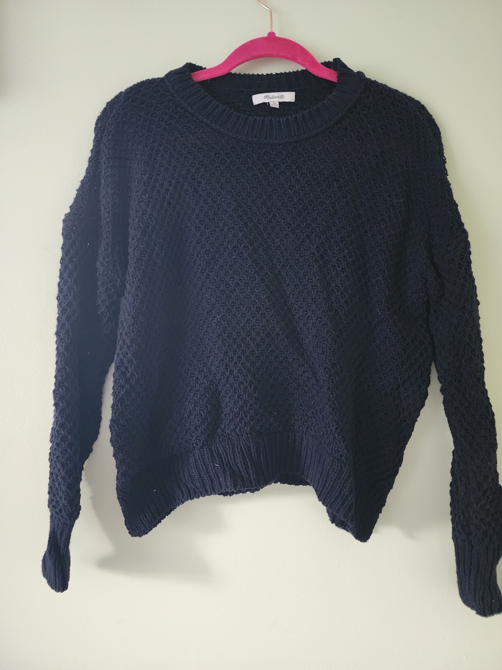 Madewell Navy Textured Cotton Scoopneck Pullover